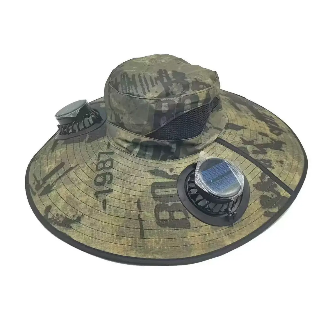 Foreign Trade Hot-Selling Solar Fan Hat, Rechargeable Dual Fan Men's Fishing Fisherman Hat, Outdoor Sun Hat