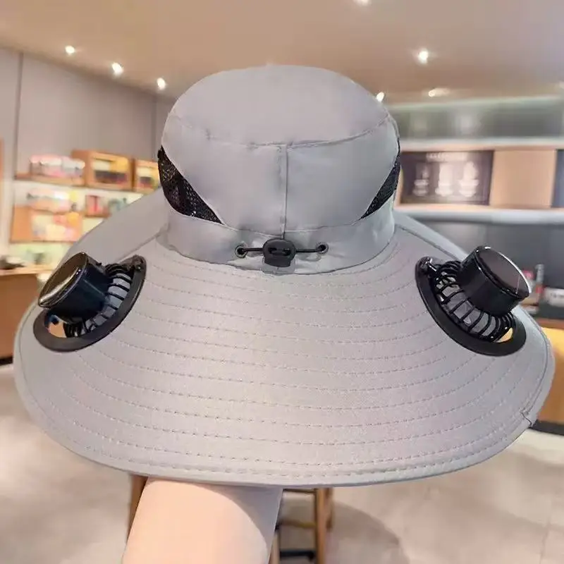 Foreign Trade Hot-Selling Solar Fan Hat, Rechargeable Dual Fan Men's Fishing Fisherman Hat, Outdoor Sun Hat