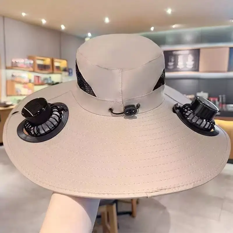 Foreign Trade Hot-Selling Solar Fan Hat, Rechargeable Dual Fan Men's Fishing Fisherman Hat, Outdoor Sun Hat