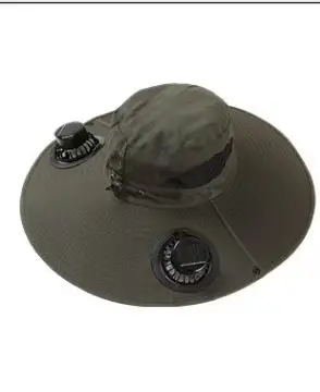 Foreign Trade Hot-Selling Solar Fan Hat, Rechargeable Dual Fan Men's Fishing Fisherman Hat, Outdoor Sun Hat
