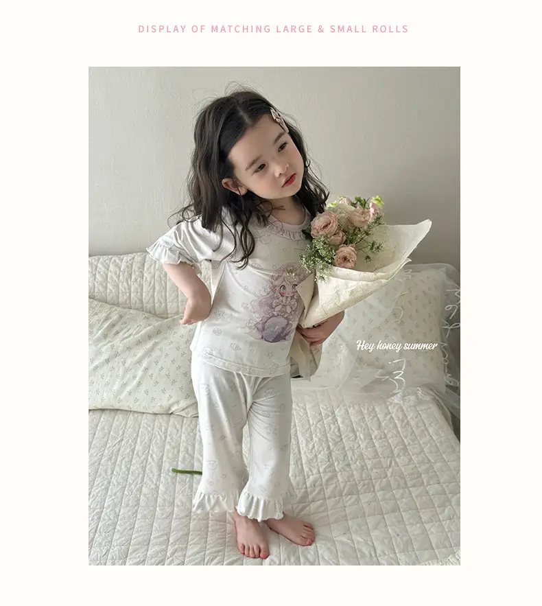 Heyhoney Children's Spring, Autumn, and Summer Three-Quarter Sleeve Set for Girls, Home Wear, Air Conditioning Clothing, Pajamas — feature 12