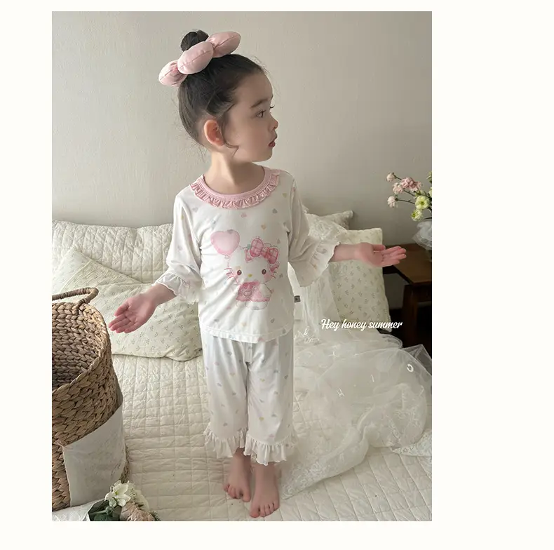 Heyhoney Children's Spring, Autumn, and Summer Three-Quarter Sleeve Set for Girls, Home Wear, Air Conditioning Clothing, Pajamas — feature 21