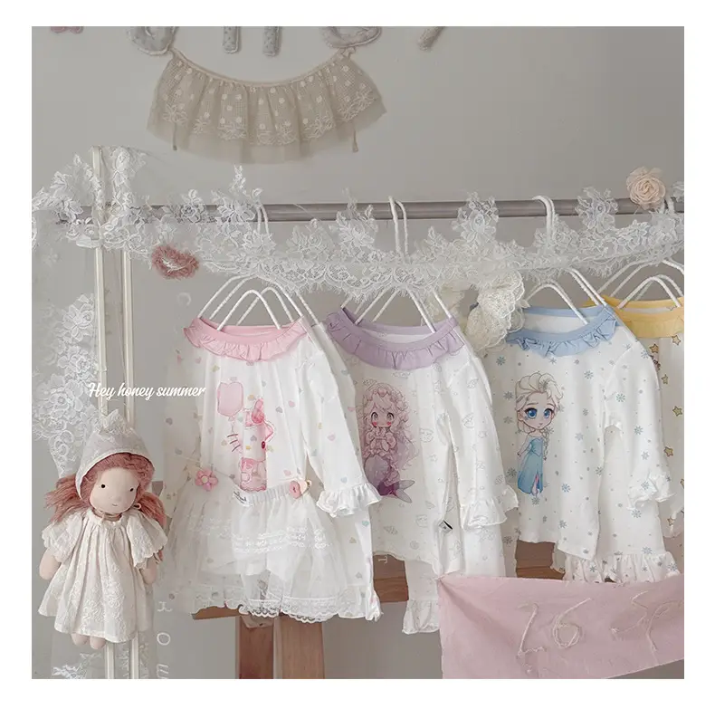 Heyhoney Children's Spring, Autumn, and Summer Three-Quarter Sleeve Set for Girls, Home Wear, Air Conditioning Clothing, Pajamas — feature 25