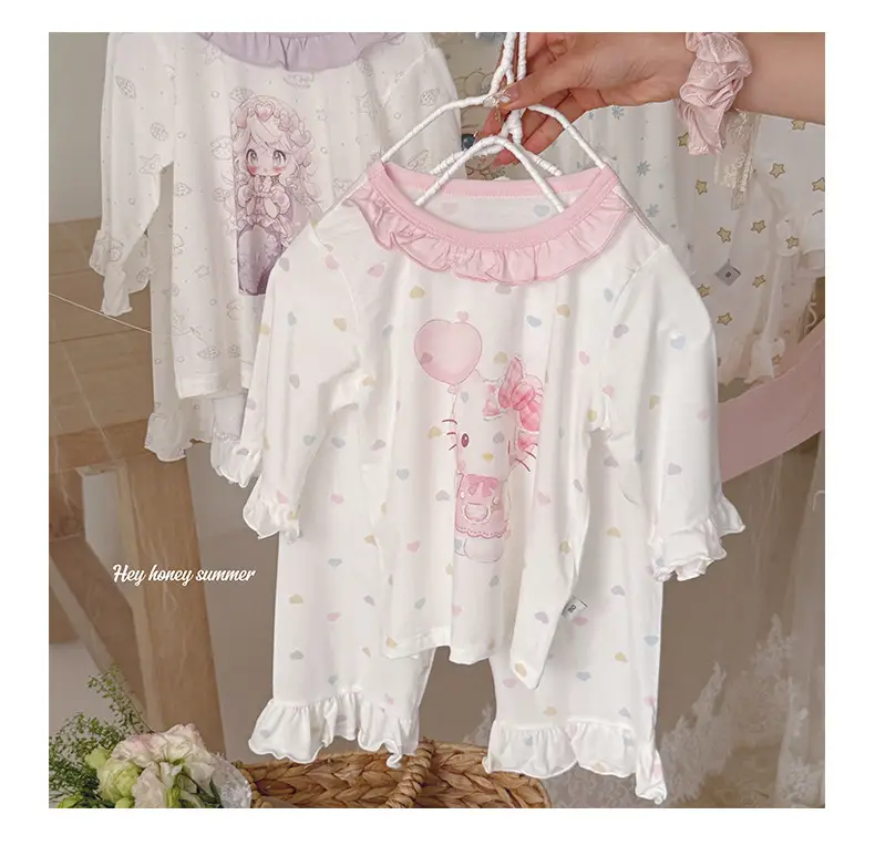 Heyhoney Children's Spring, Autumn, and Summer Three-Quarter Sleeve Set for Girls, Home Wear, Air Conditioning Clothing, Pajamas — feature 27