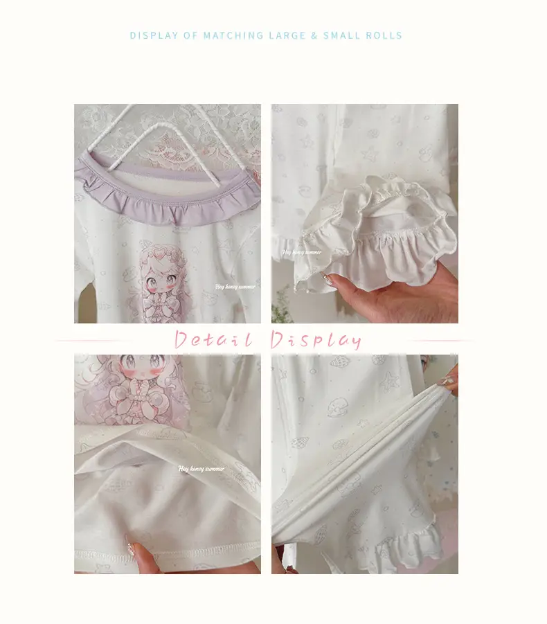 Heyhoney Children's Spring, Autumn, and Summer Three-Quarter Sleeve Set for Girls, Home Wear, Air Conditioning Clothing, Pajamas — feature 3