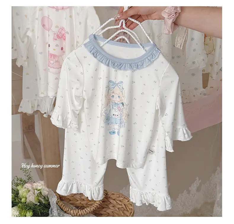 Heyhoney Children's Spring, Autumn, and Summer Three-Quarter Sleeve Set for Girls, Home Wear, Air Conditioning Clothing, Pajamas — feature 30