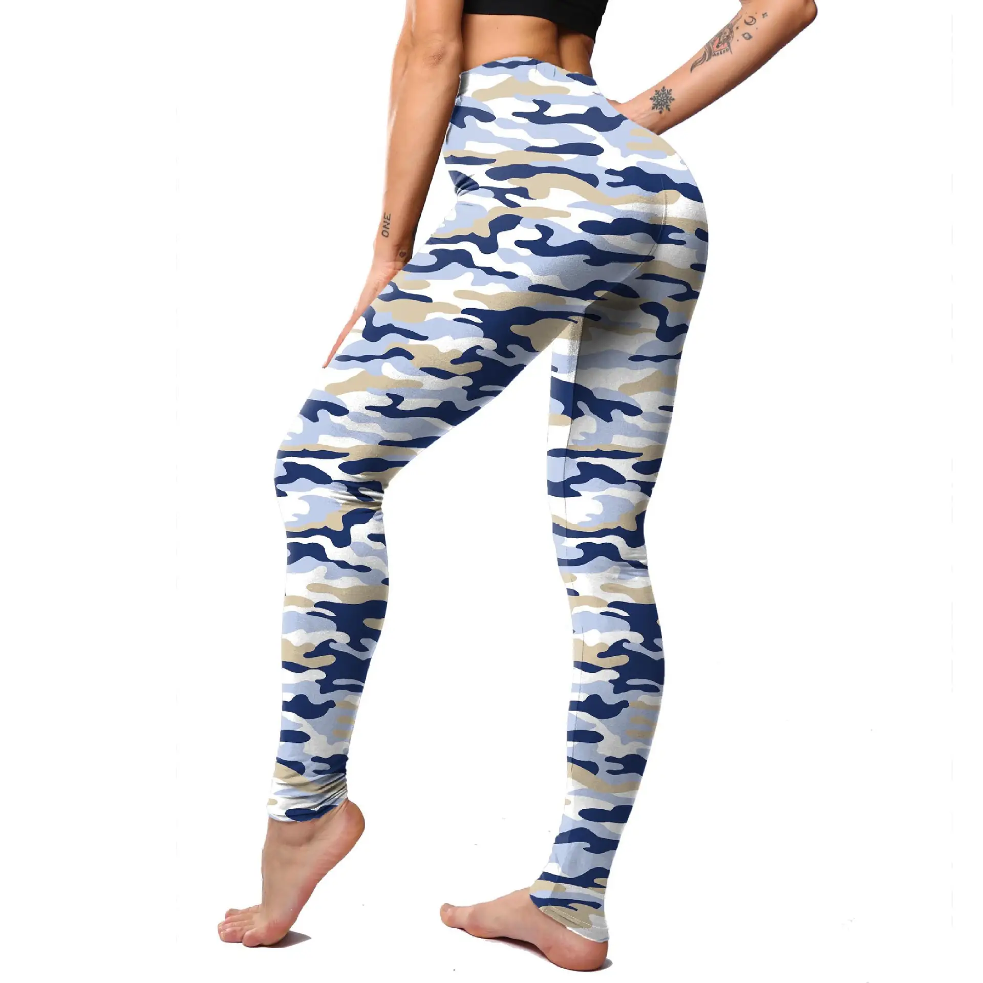 Camouflage Print Yoga Pants Women's Leggings Cropped Fit