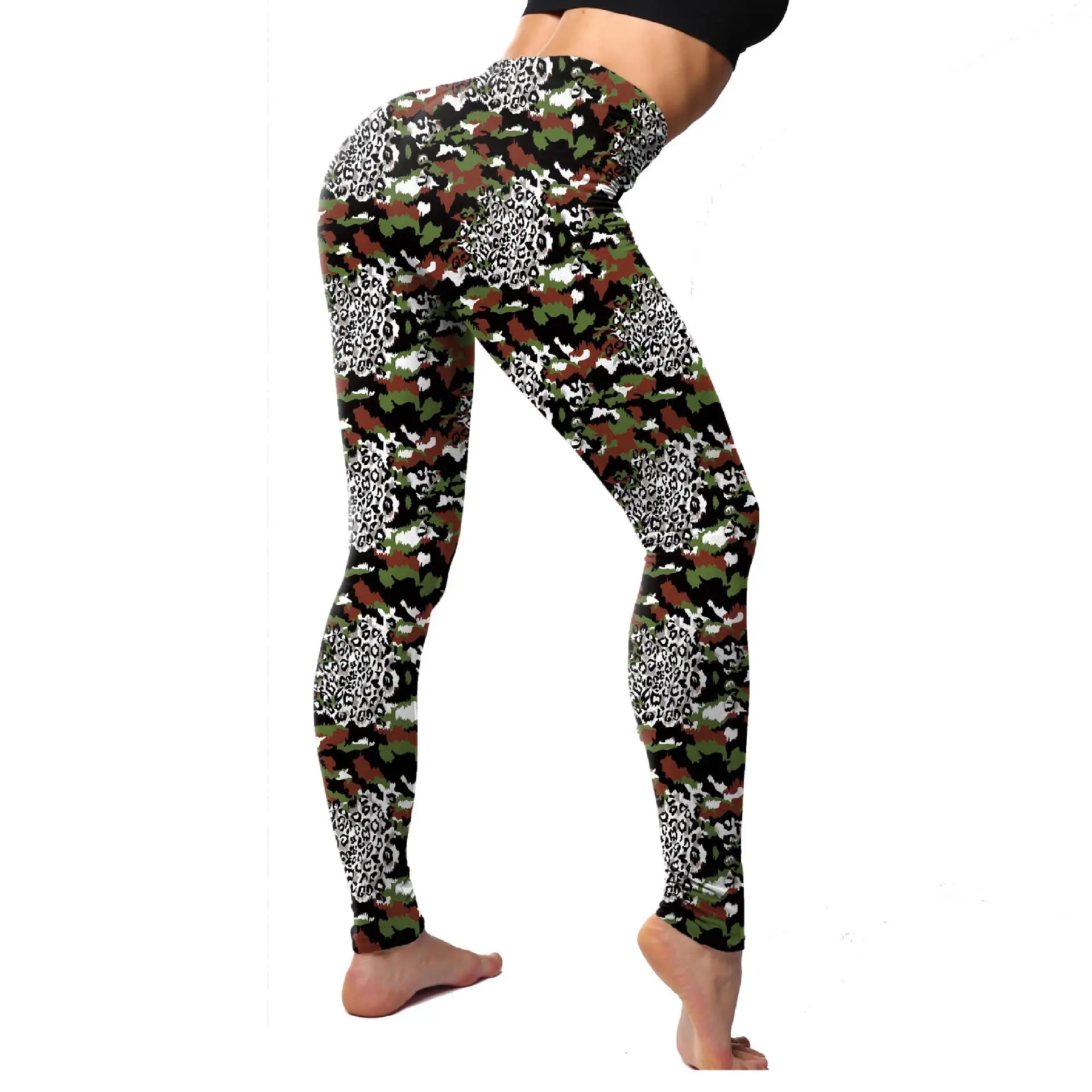 Camouflage Print Yoga Pants Women's Leggings Cropped Fit