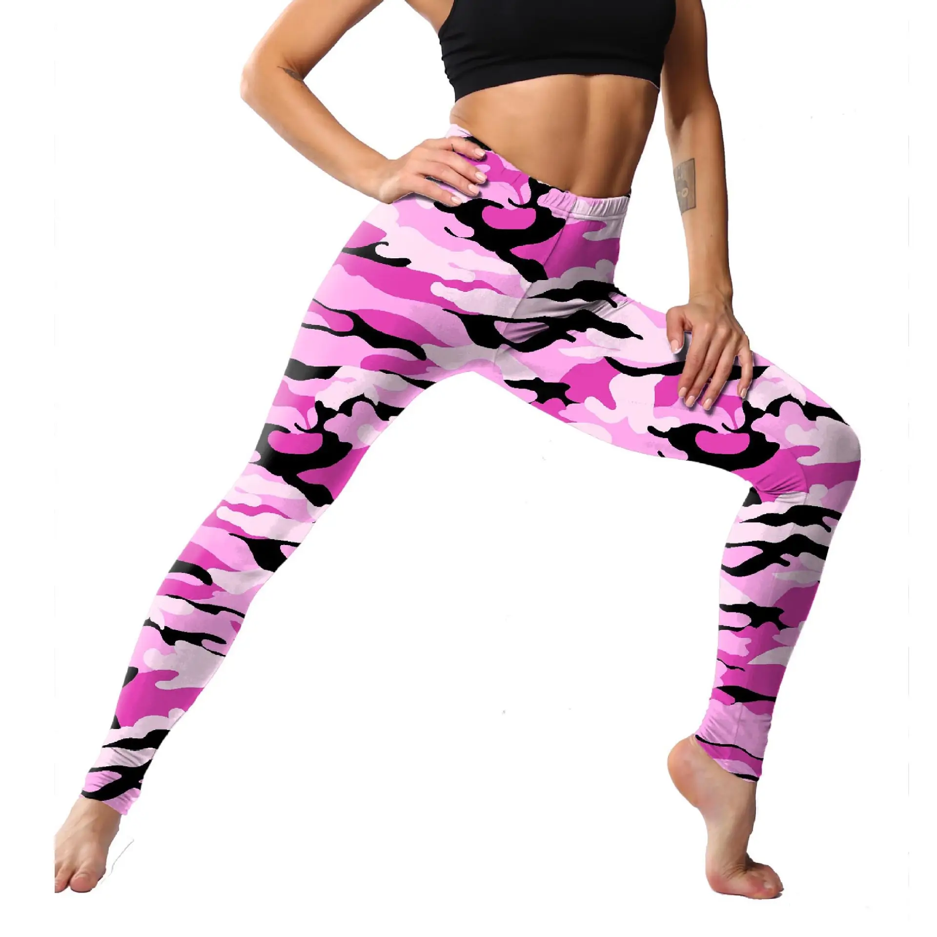 Camouflage Print Yoga Pants Women's Leggings Cropped Fit