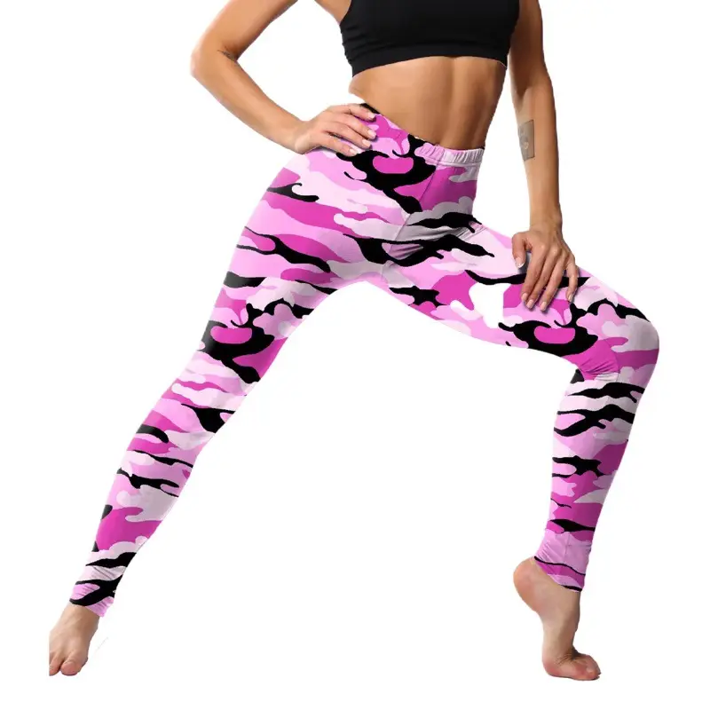 Camouflage Print Yoga Pants Women's Leggings Cropped Fit