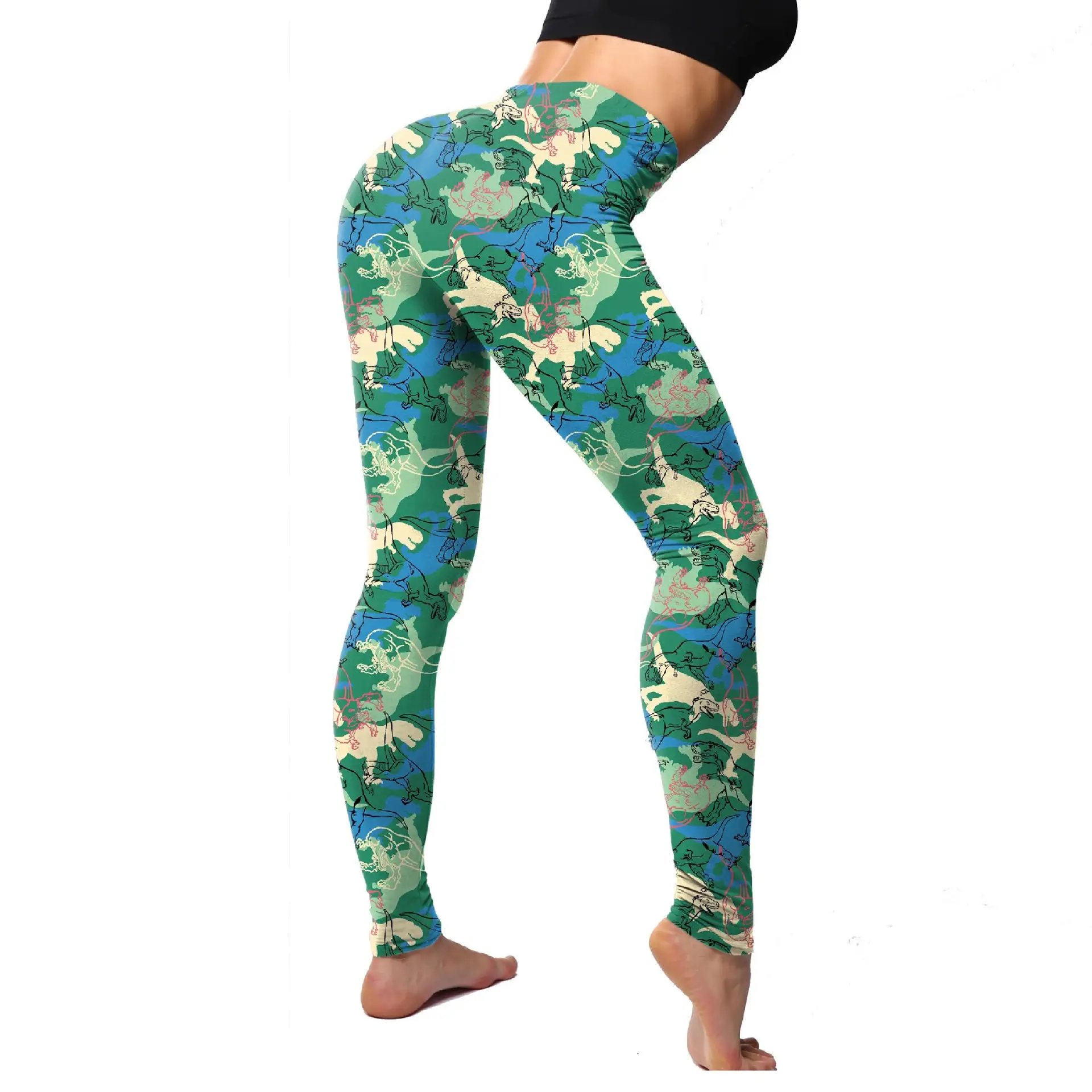 Camouflage Print Yoga Pants Women's Leggings Cropped Fit