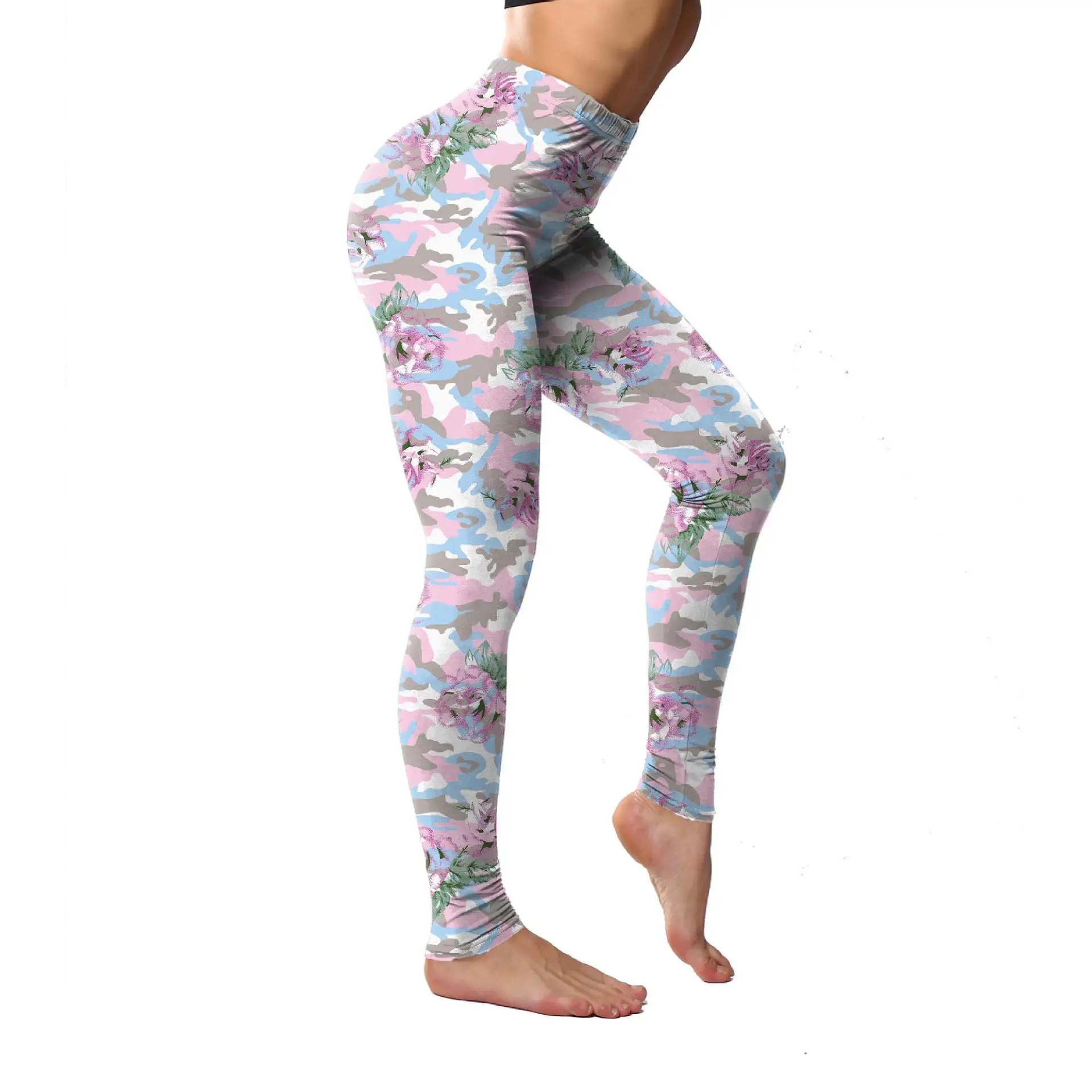 Camouflage Print Yoga Pants Women's Leggings Cropped Fit