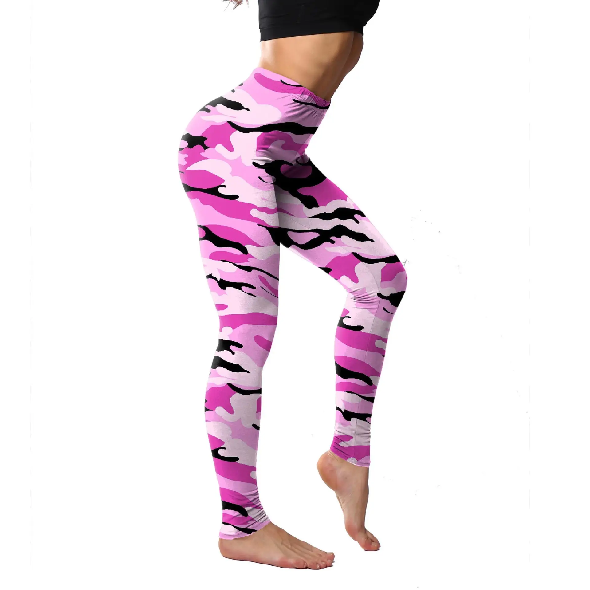 Camouflage Print Yoga Pants Women's Leggings Cropped Fit