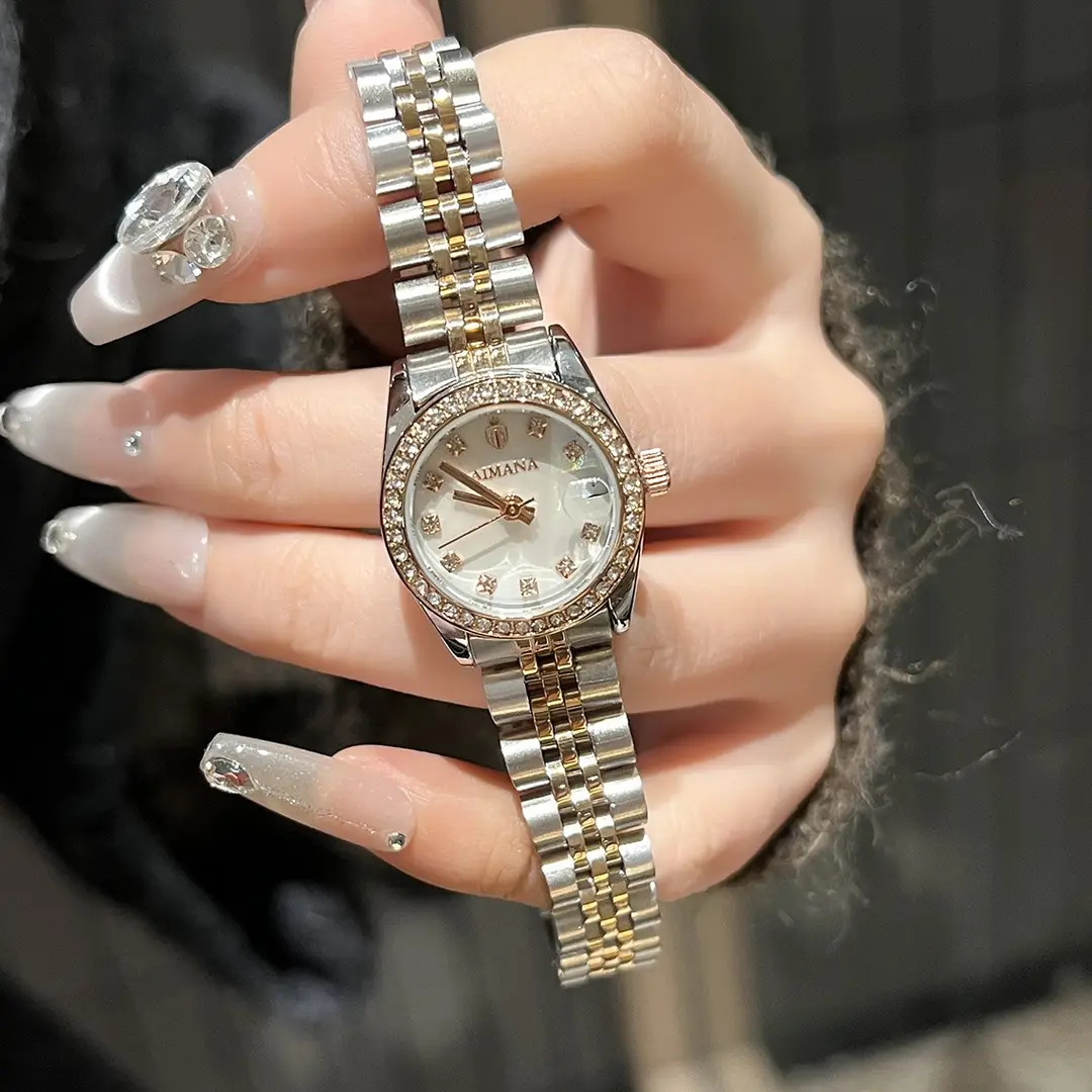 Aimana Brand Small Dial Watch for Women, Waterproof Zircon Quartz Watch, Niche Luxury Waterproof Solid Stainless Steel Women's Watch