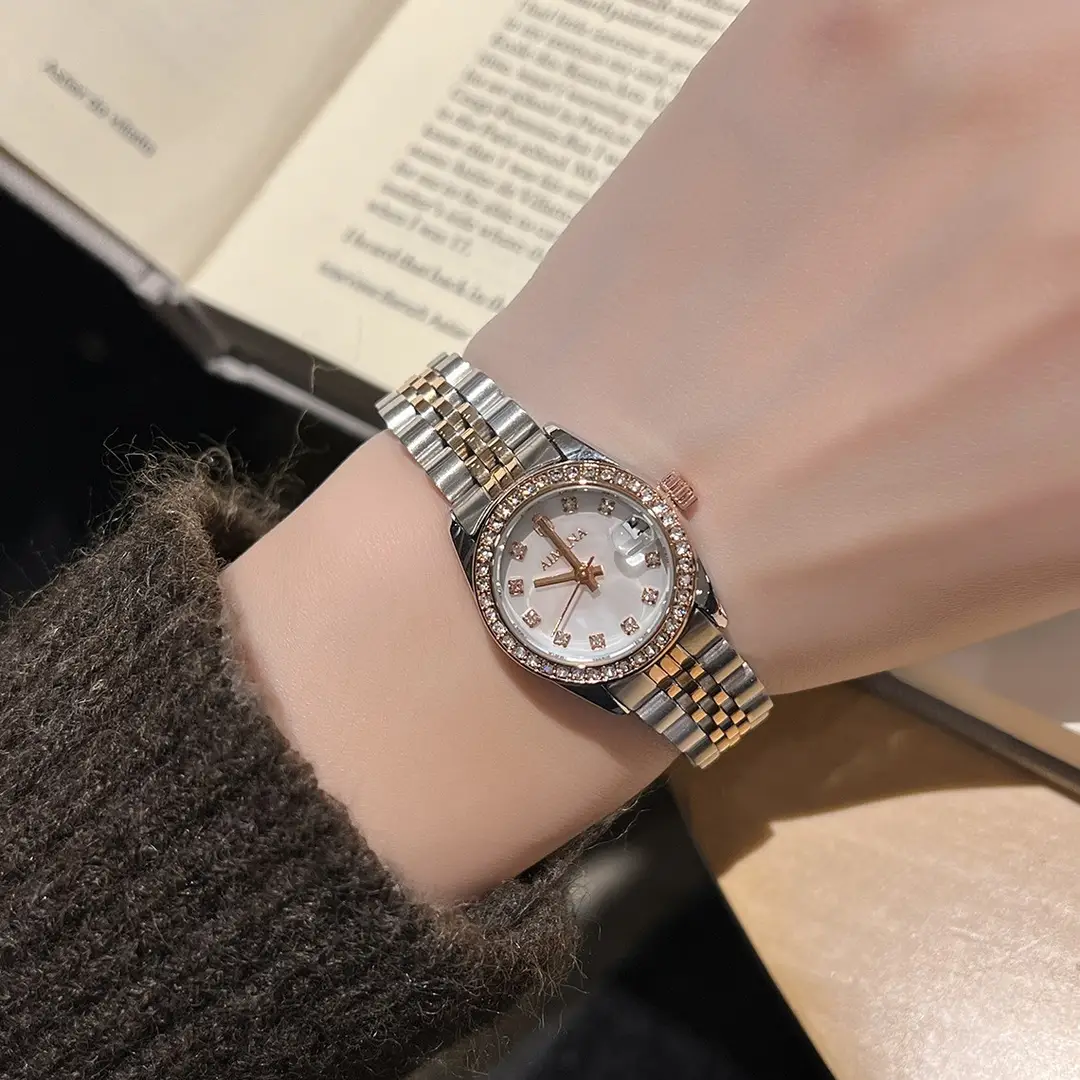 Aimana Brand Small Dial Watch for Women, Waterproof Zircon Quartz Watch, Niche Luxury Waterproof Solid Stainless Steel Women's Watch