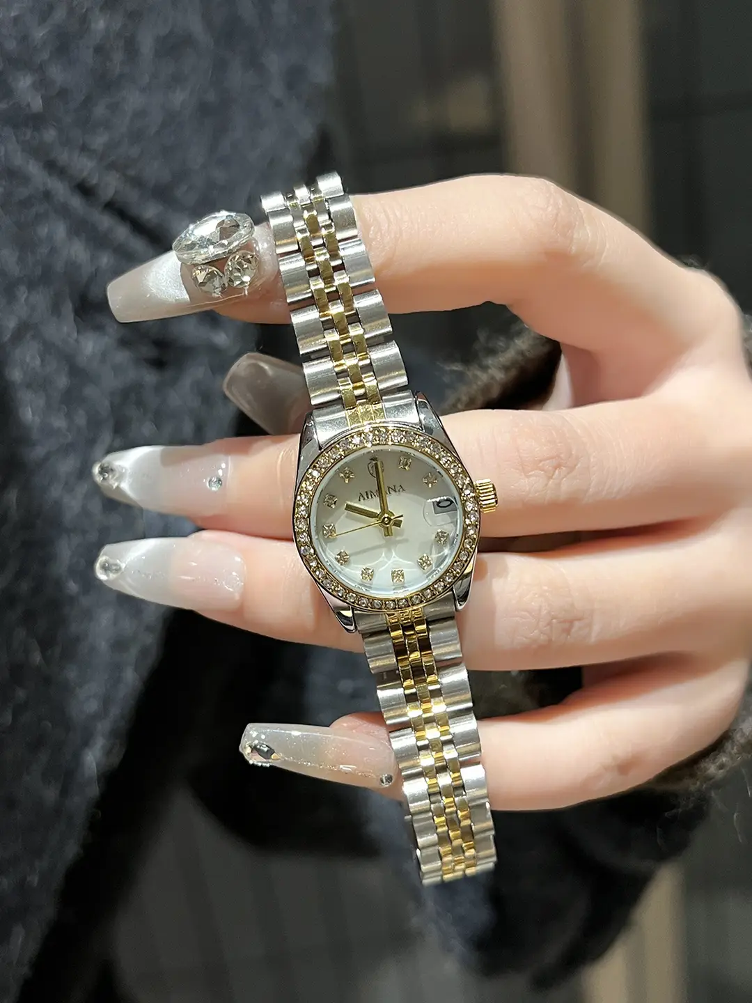 Aimana Brand Small Dial Watch for Women, Waterproof Zircon Quartz Watch, Niche Luxury Waterproof Solid Stainless Steel Women's Watch