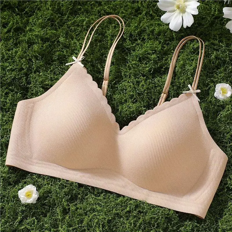 High-End Vertical Striped Underwear for Women, Soft and Comfortable, Lightweight, High-Quality, Wire-Free Bra That Makes Large Busts Appear Smaller