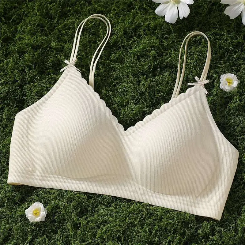High-End Vertical Striped Underwear for Women, Soft and Comfortable, Lightweight, High-Quality, Wire-Free Bra That Makes Large Busts Appear Smaller