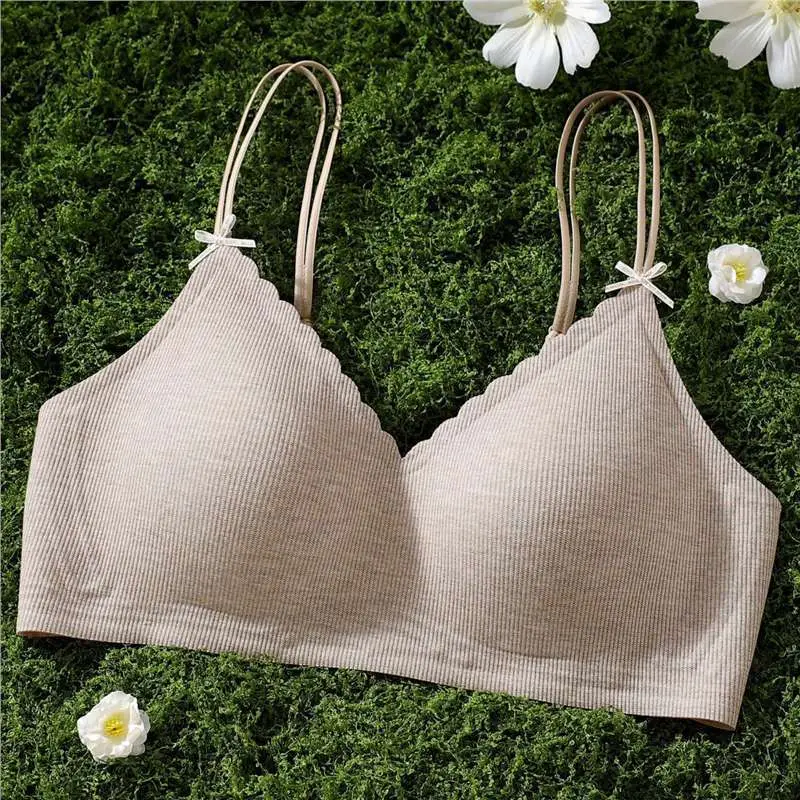 High-End Vertical Striped Underwear for Women, Soft and Comfortable, Lightweight, High-Quality, Wire-Free Bra That Makes Large Busts Appear Smaller