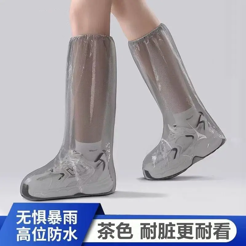 Disposable Rain Boots, Thickened Waterproof Shoe Covers, Extended Length, Indoor and Outdoor Use, Pe Non-Slip, Wear-Resistant, Universal Style, Long High-Tube Foot Covers - Image 3