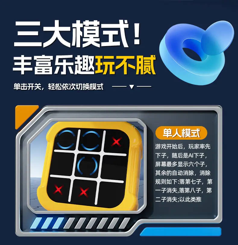 Super Tic-Tac-Toe Intelligent Electronic Chess Children's Toy Four-In-One Memory Training Chess Educational Desktop Board Game — feature 11