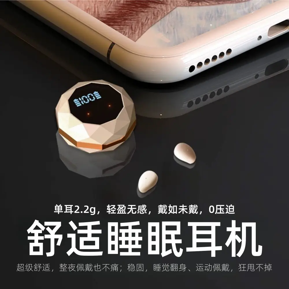 Mini Invisible Sleep Headphones, Painless for Side Sleeping, No Pressure on the Ears, New Cross-Border In-Ear Wireless Bluetooth Headphones