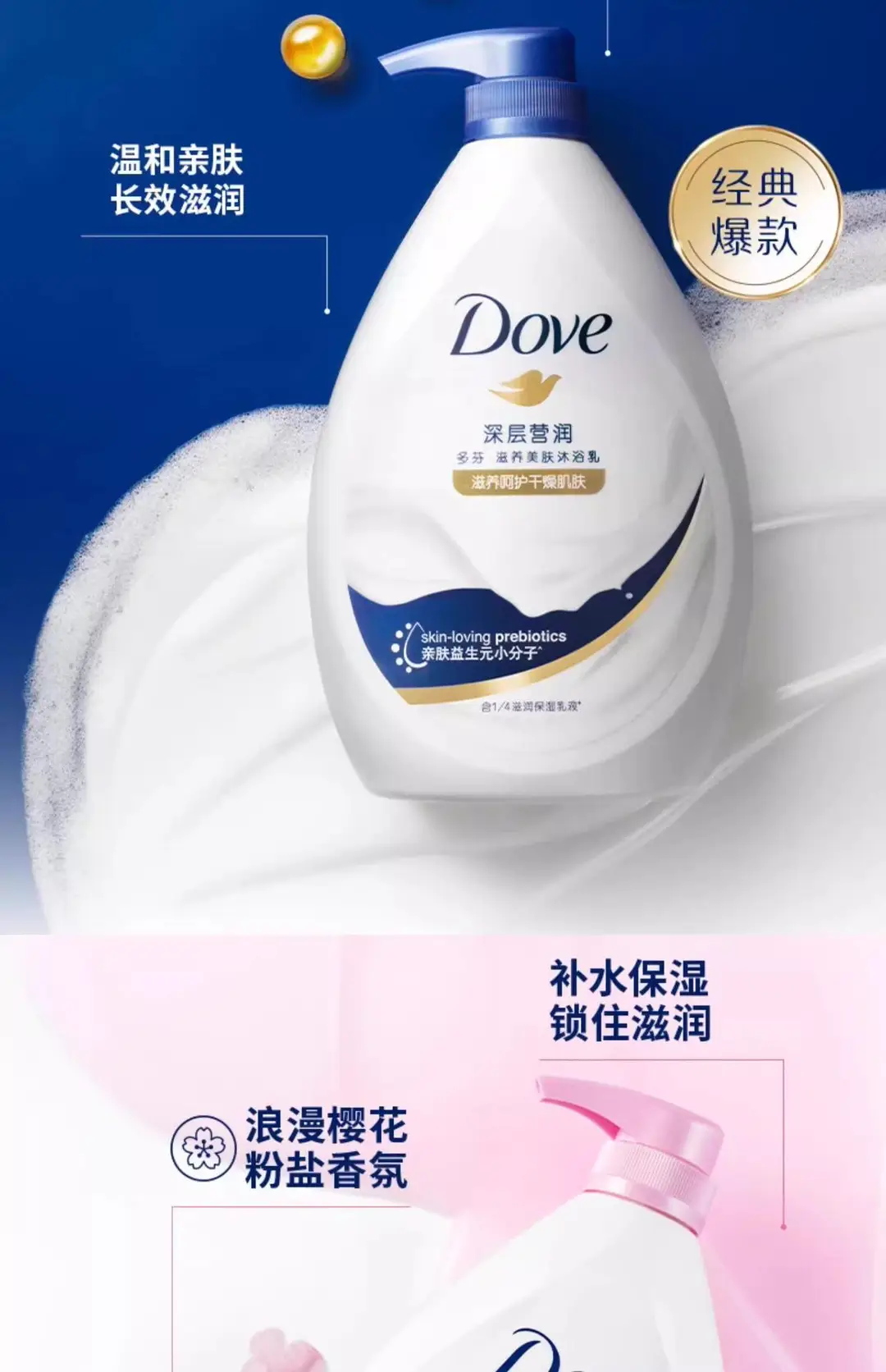 Dove 550g Shower Gel Milk Cherry Blossom Sweet Fragrance Long-Lasting Fragrance Skin-Nourishing Shower Gel for Men and Women Genuine — feature 8