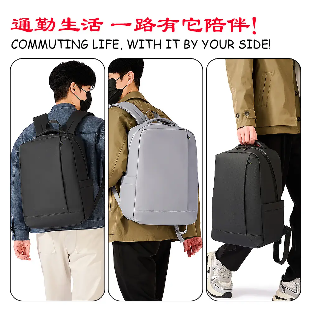 Cross-Border Simple Business Double Backpack for Men 2026 Laptop Backpack Waterproof and Wear-Resistant High-End Travel Backpack