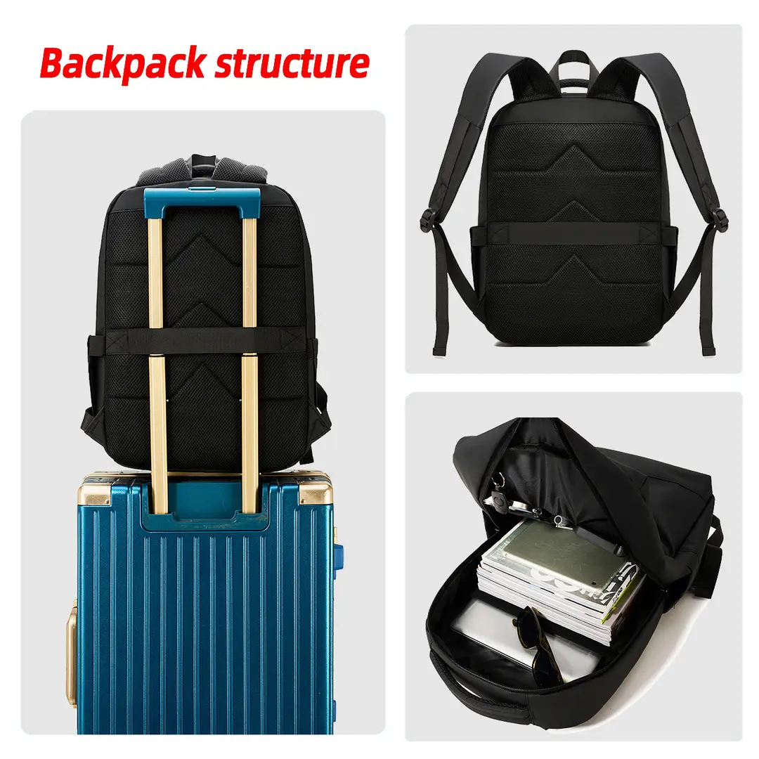 Cross-Border Simple Business Double Backpack for Men 2026 Laptop Backpack Waterproof and Wear-Resistant High-End Travel Backpack