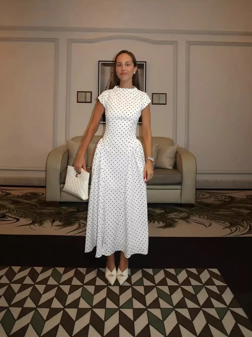 Cross-Border E-Commerce Women's Clothing French Classical Cheongsam Style Slim Fit Round Neck Sleeveless Figure-Flattering Polka Dot Print Dress for Women