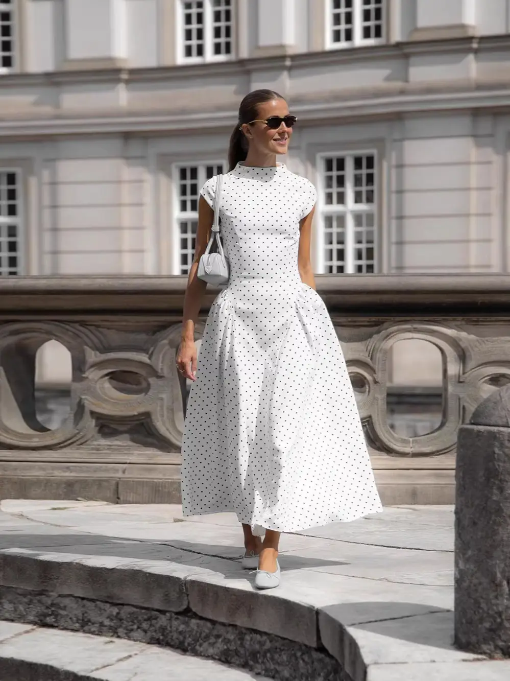 Cross-Border E-Commerce Women's Clothing French Classical Cheongsam Style Slim Fit Round Neck Sleeveless Figure-Flattering Polka Dot Print Dress for Women
