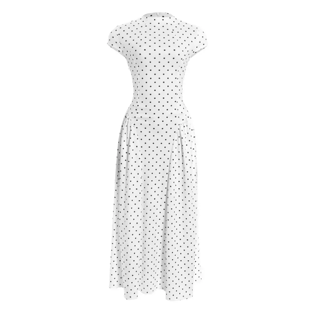 Cross-Border E-Commerce Women's Clothing French Classical Cheongsam Style Slim Fit Round Neck Sleeveless Figure-Flattering Polka Dot Print Dress for Women — feature 15