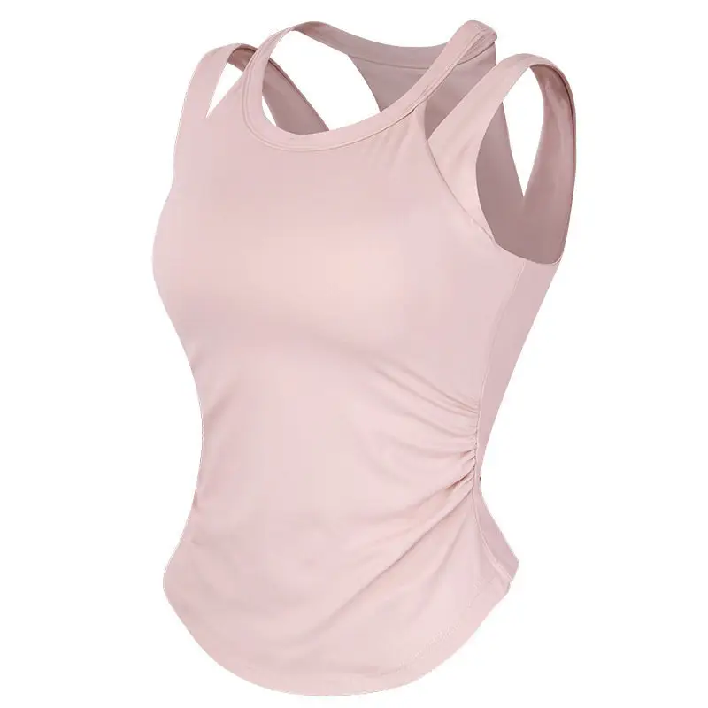 Cross-Border New Style Sports Vest for Women, Shockproof, Supportive, Running and Fitness Bra, Faux Two-Piece, Beautiful Back Yoga Bra Vest