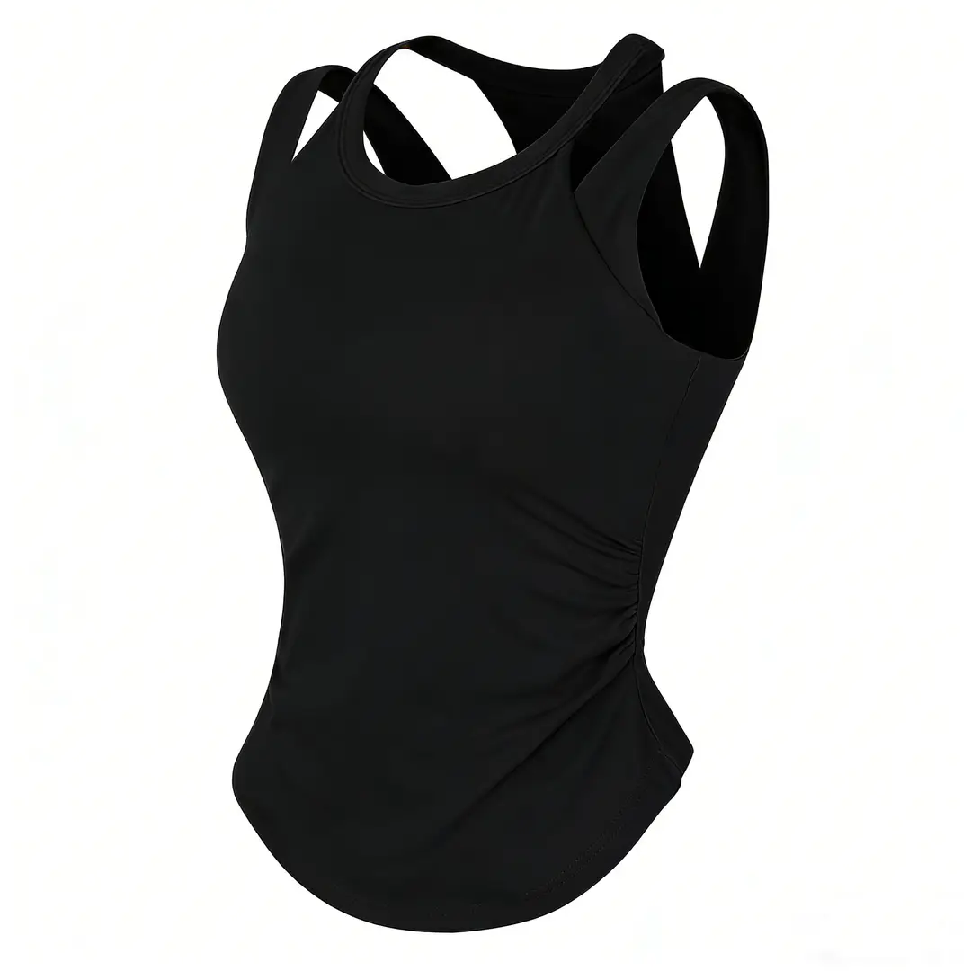 Cross-Border New Style Sports Vest for Women, Shockproof, Supportive, Running and Fitness Bra, Faux Two-Piece, Beautiful Back Yoga Bra Vest
