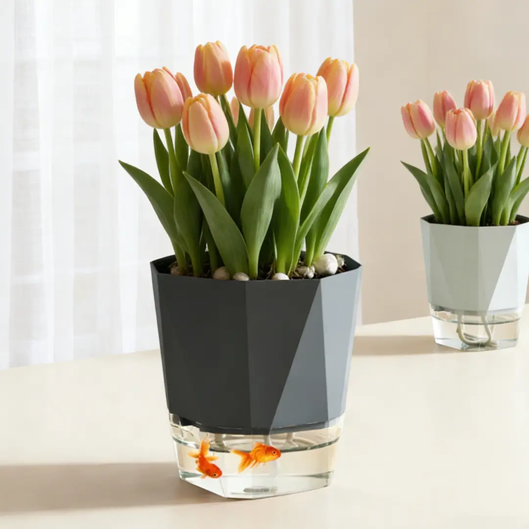 Self-Watering Flower Pot, Self-Absorbing Water, Trendy New Model for Lazy People, Plastic Gallon Pot for Green Plants, Roses, Orchids, and Succulents for Balcony