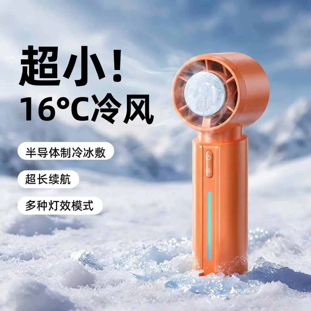 2026 New Model Colorful Mini Semiconductor Ice Cooling Handheld Fan Outdoor Portable Refrigeration Turbine Neck Fan