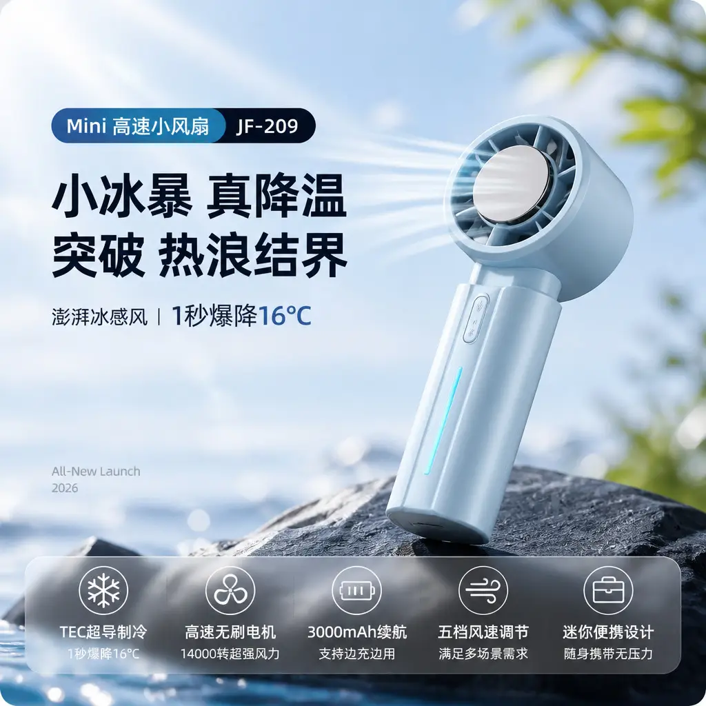 2026 New Model Colorful Mini Semiconductor Ice Cooling Handheld Fan Outdoor Portable Refrigeration Turbine Neck Fan — feature 3