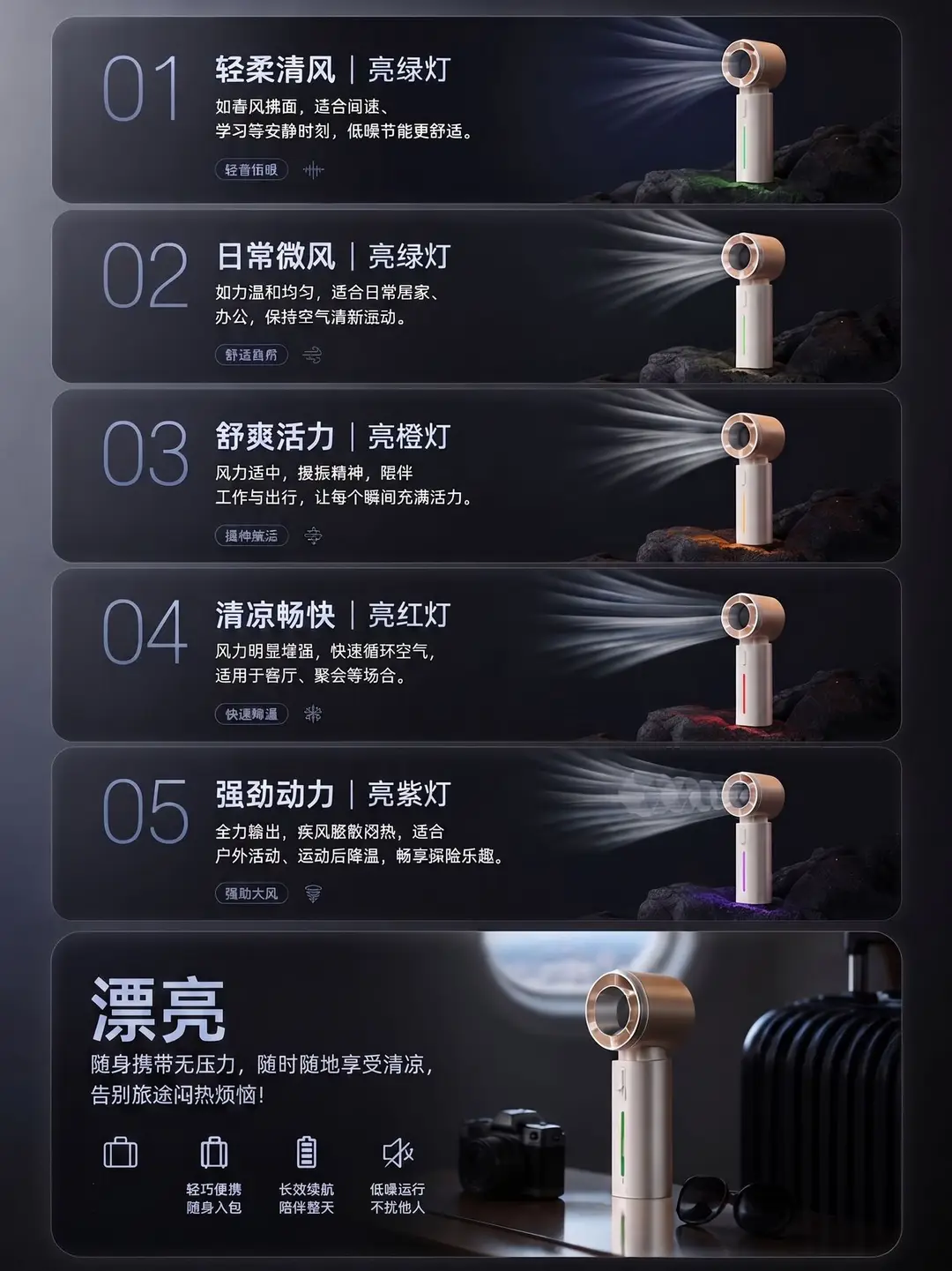 2026 New Model Colorful Mini Semiconductor Ice Cooling Handheld Fan Outdoor Portable Refrigeration Turbine Neck Fan — feature 5