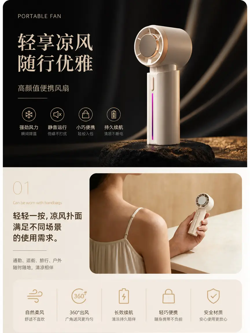 2026 New Model Colorful Mini Semiconductor Ice Cooling Handheld Fan Outdoor Portable Refrigeration Turbine Neck Fan — feature 7