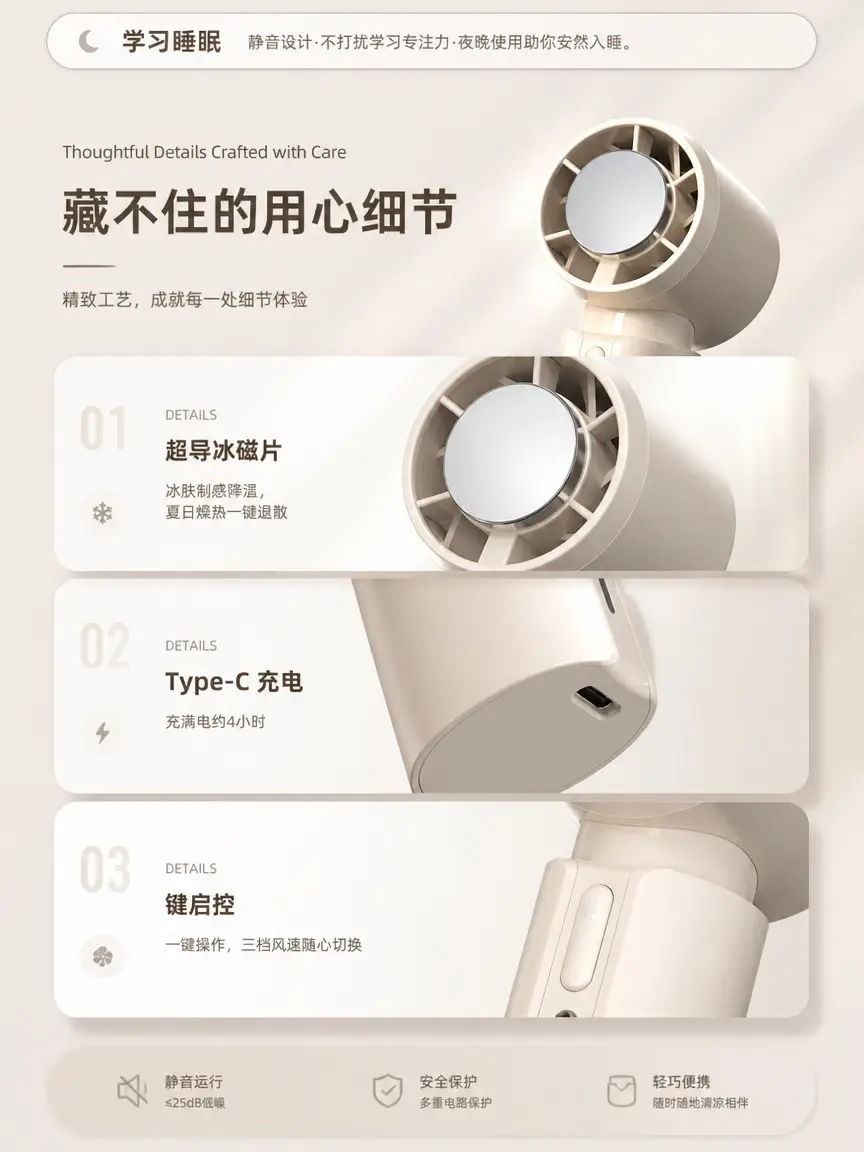 2026 New Model Colorful Mini Semiconductor Ice Cooling Handheld Fan Outdoor Portable Refrigeration Turbine Neck Fan — feature 9
