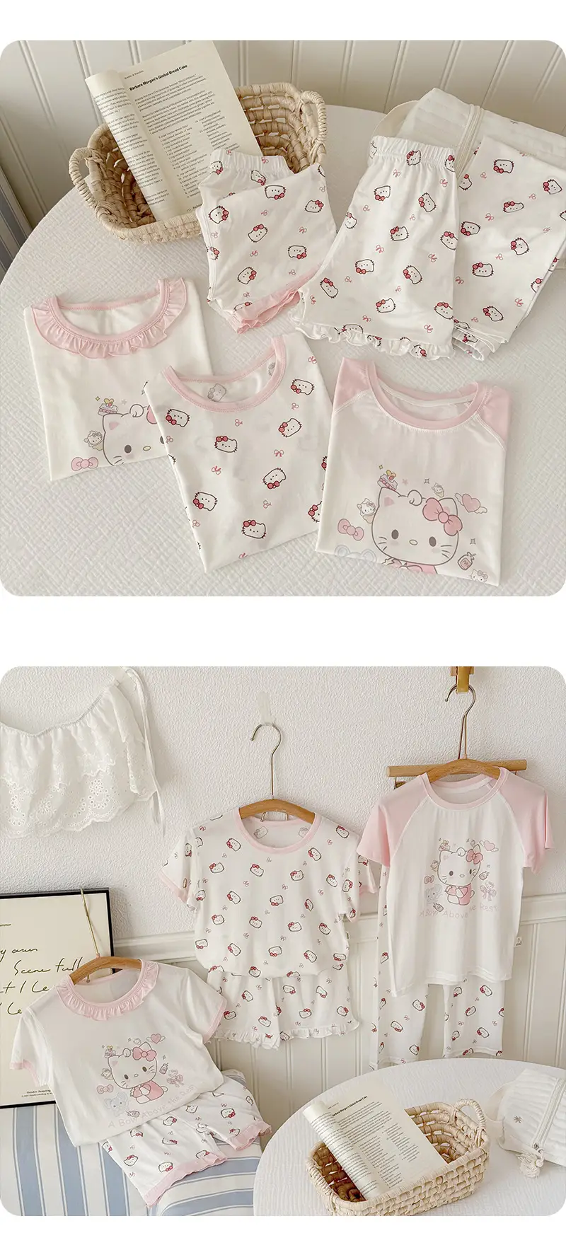 Bread Rabbit 2026 Summer Lyocell Class a Children's Homewear Set Girls' Cartoon Round Neck Children's Pajamas Summer Class a — feature 13