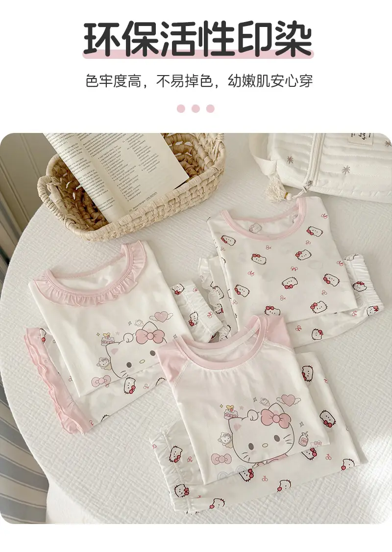 Bread Rabbit 2026 Summer Lyocell Class a Children's Homewear Set Girls' Cartoon Round Neck Children's Pajamas Summer Class a — feature 4