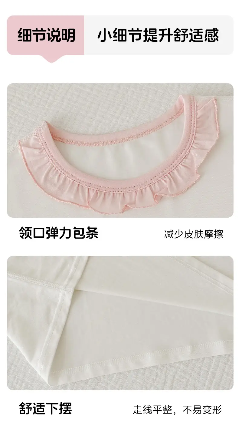 Bread Rabbit 2026 Summer Lyocell Class a Children's Homewear Set Girls' Cartoon Round Neck Children's Pajamas Summer Class a — feature 7