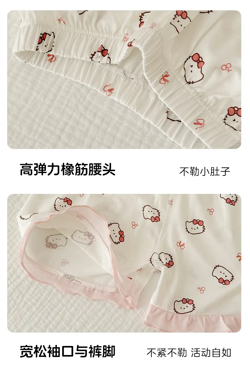 Bread Rabbit 2026 Summer Lyocell Class a Children's Homewear Set Girls' Cartoon Round Neck Children's Pajamas Summer Class a — feature 8