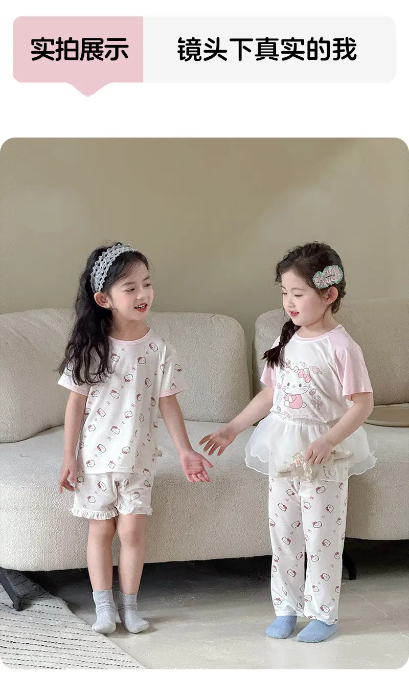 Bread Rabbit 2026 Summer Lyocell Class a Children's Homewear Set Girls' Cartoon Round Neck Children's Pajamas Summer Class a — feature 9
