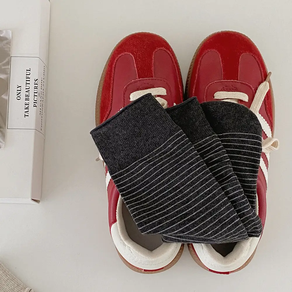 Vintage Striped Socks for Women, Spring and Summer Japanese Style Casual Mid-Calf Maternity Socks, Same Style as on Xiaohongshu, Seamless Cotton Slouch Socks