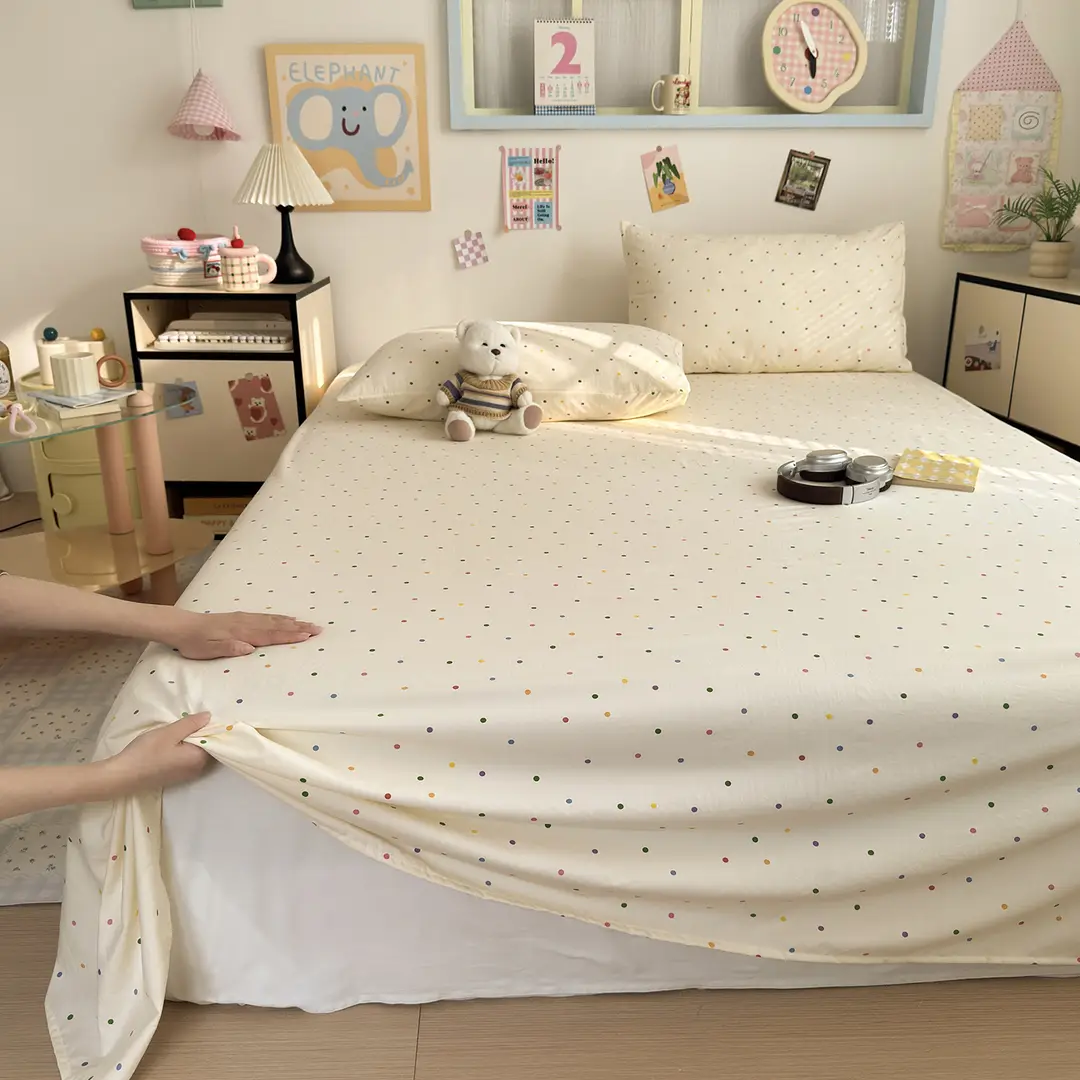 Maternity and Baby-Grade Class a Ultra-Soft Single Bed Sheet, Traditional Pure Washed Cotton Single Bed Sheet, Pure Cotton Student Dormitory Single Bed Sheet 4