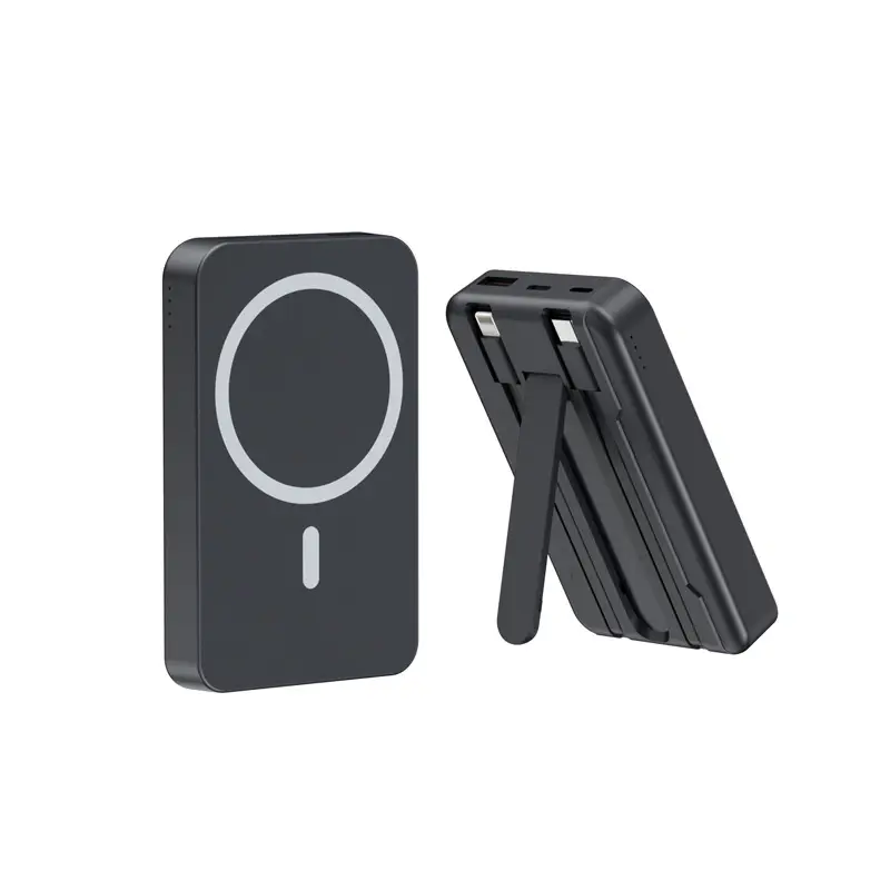 Cross-Border National Standard 3C Certified Magnetic Power Bank with Built-In Cable, Wireless Charging, Magsafe Fast Charging, Customized Mobile Power Supply