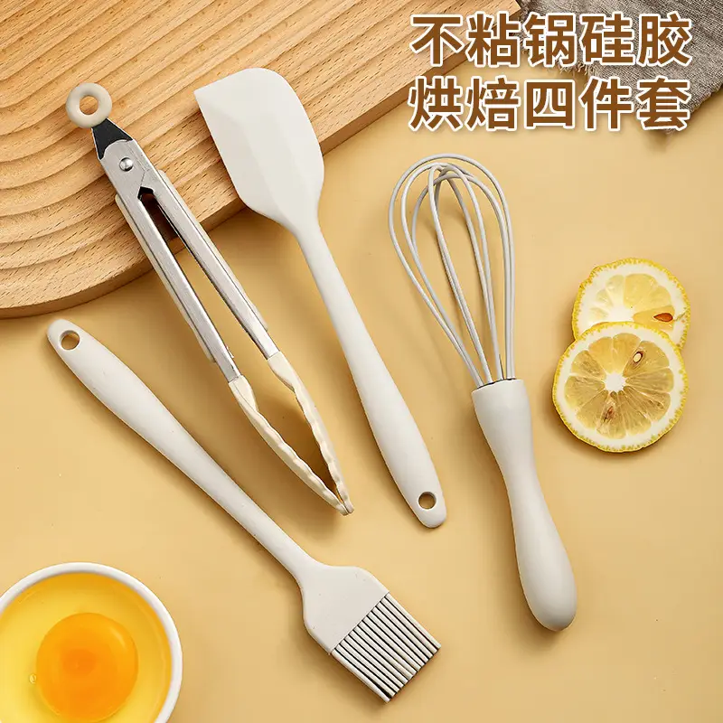 Food-Grade Heat-Resistant Silicone Baking Utensil Set, Egg Beater, Oil Brush, Scraper, Silicone Spatula, Mini Soup Spoon, Kitchen Tools