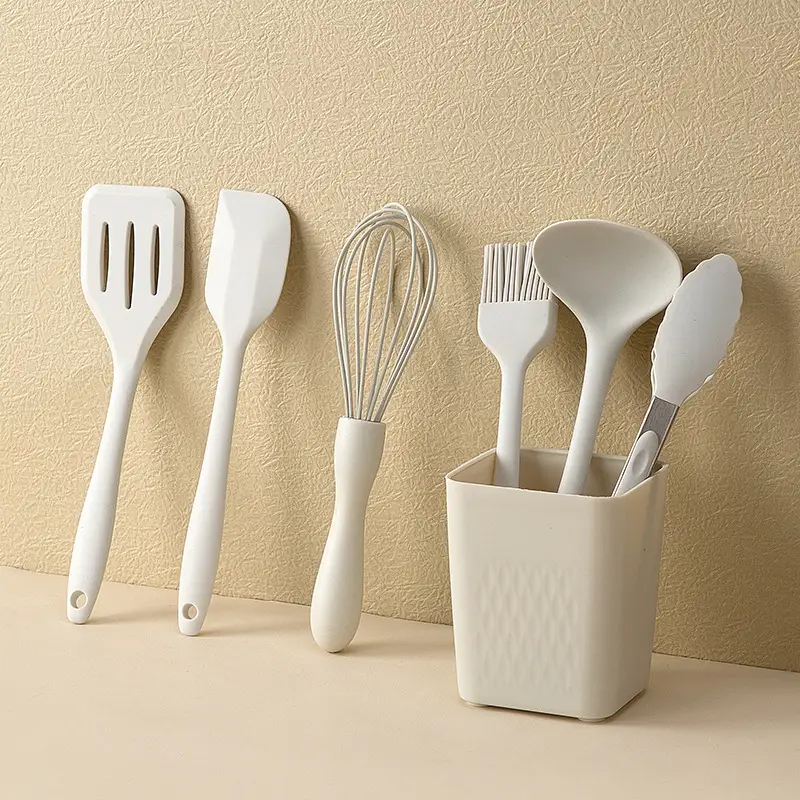 Food-Grade Heat-Resistant Silicone Baking Utensil Set, Egg Beater, Oil Brush, Scraper, Silicone Spatula, Mini Soup Spoon, Kitchen Tools